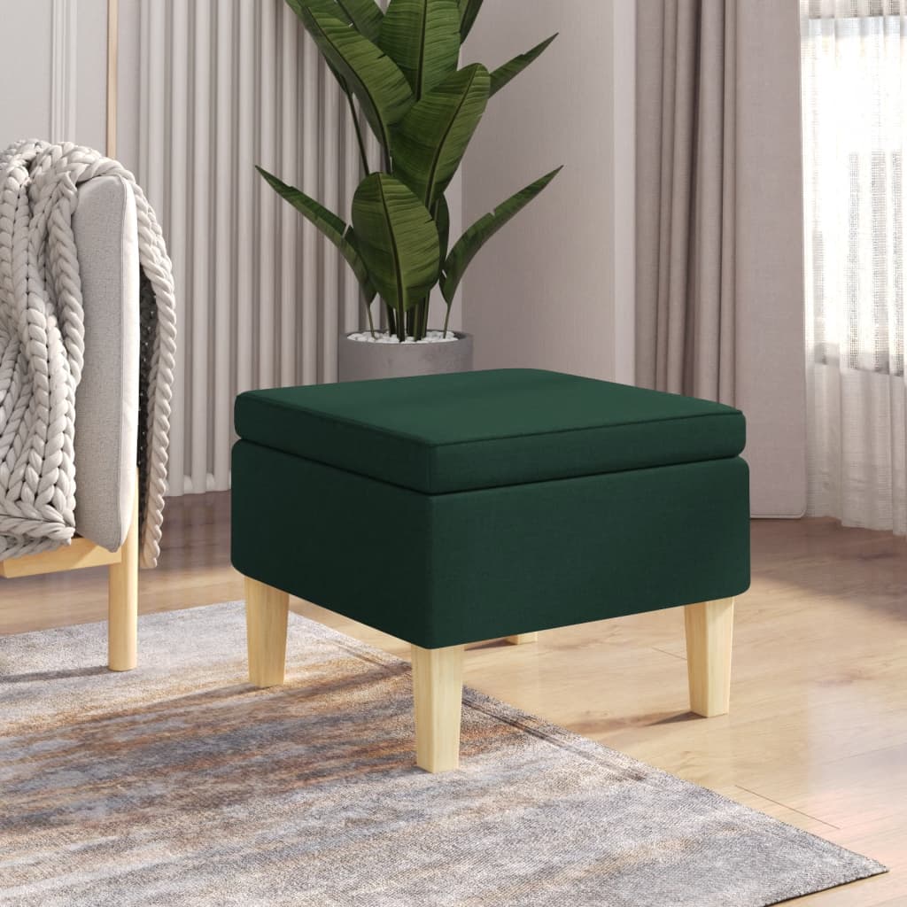 vidaXL Scaun cu picioare din lemn, verde închis, material textil vidaXL Scaun cu picioare din lemn, verde închis, material textil