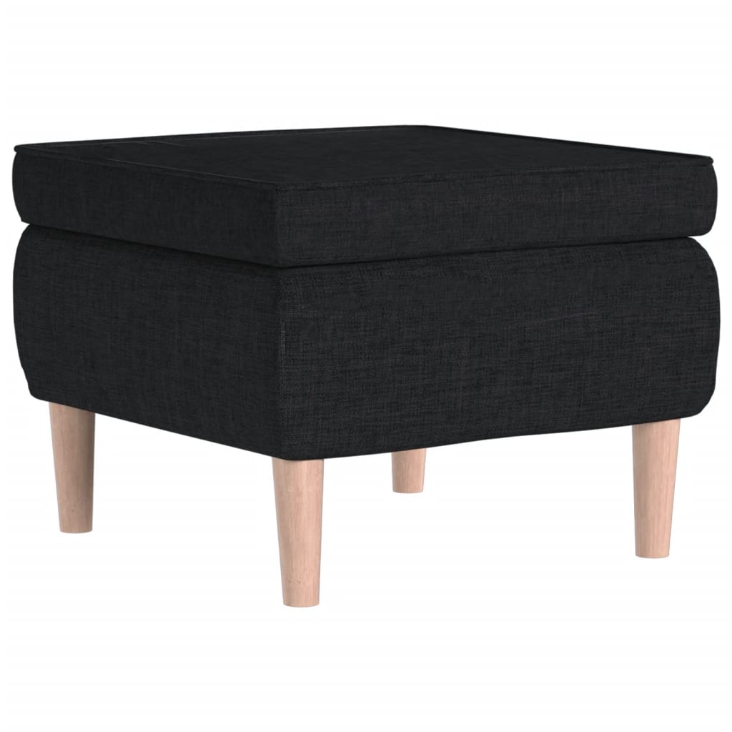 vidaXL Scaun cu picioare din lemn, negru, material textil vidaXL Scaun cu picioare din lemn, negru, material textil