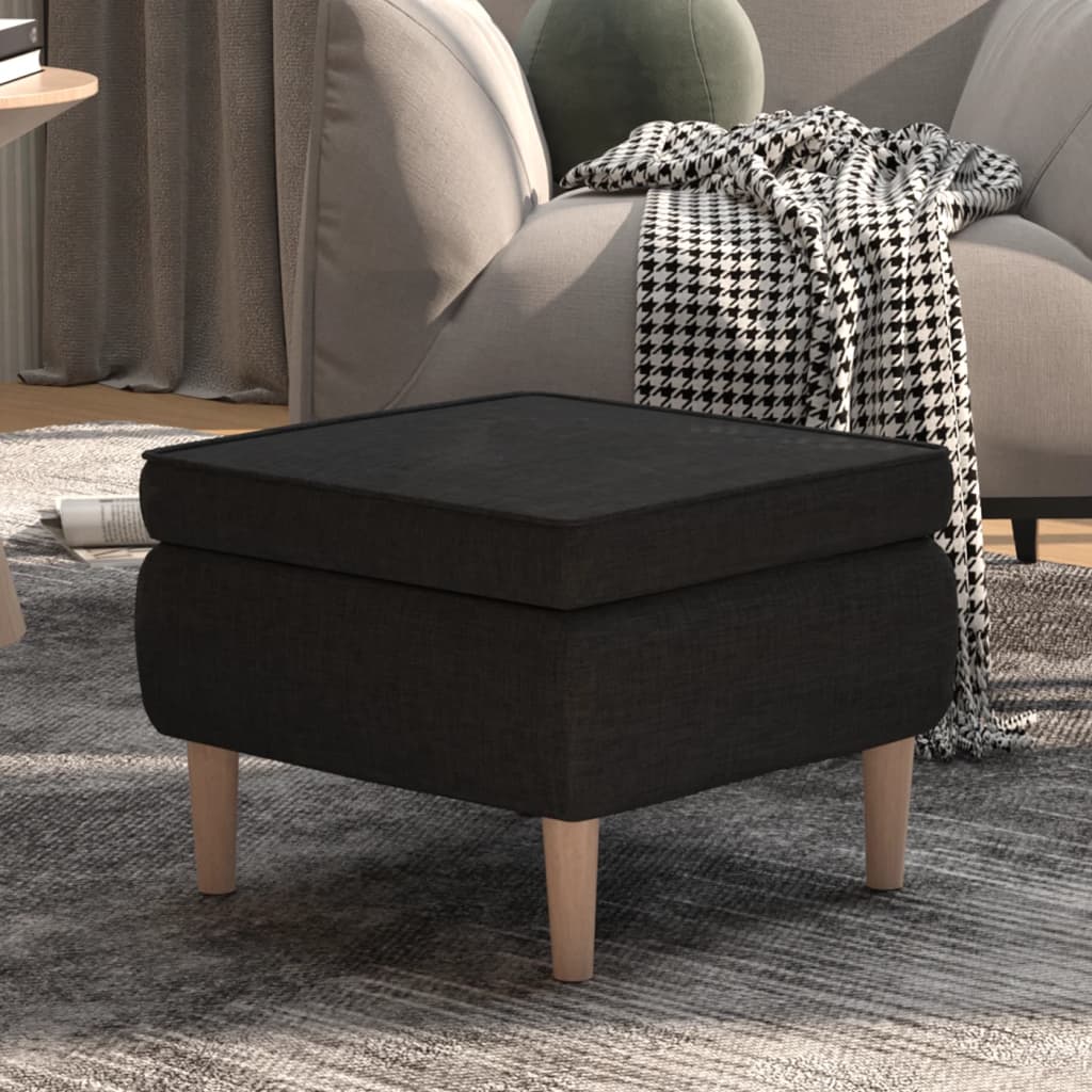 vidaXL Scaun cu picioare din lemn, negru, material textil vidaXL Scaun cu picioare din lemn, negru, material textil