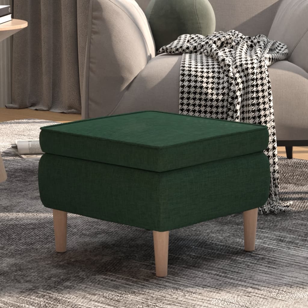 vidaXL Scaun cu picioare din lemn, verde închis, material textil vidaXL Scaun cu picioare din lemn, verde închis, material textil
