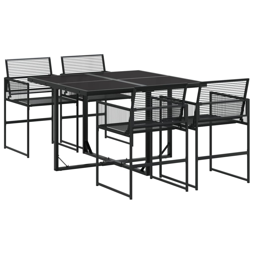 vidaXL Set mobilier de grădină, 5 piese, negru, poliratan