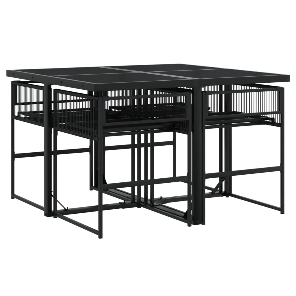 vidaXL Set mobilier de grădină, 5 piese, negru, poliratan