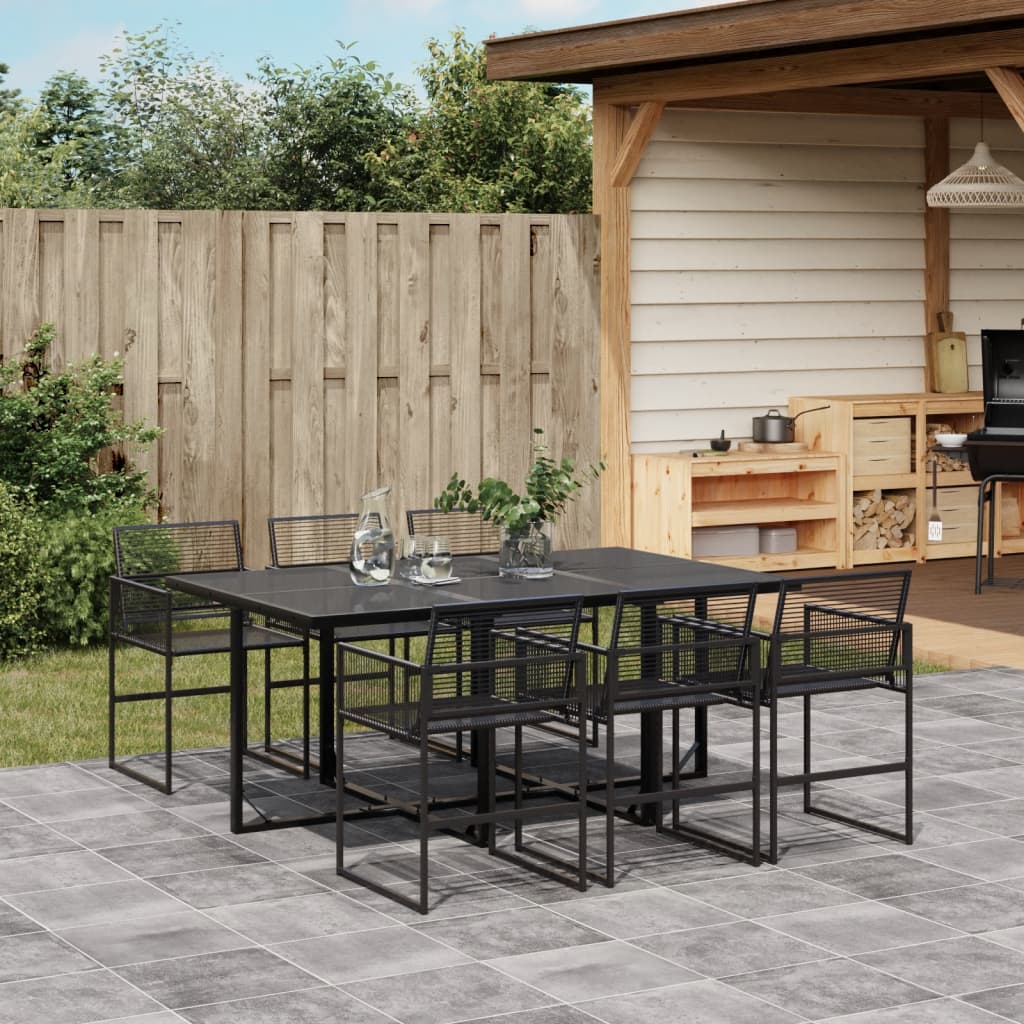 vidaXL Set mobilier de grădină, 7 piese, negru, poliratan