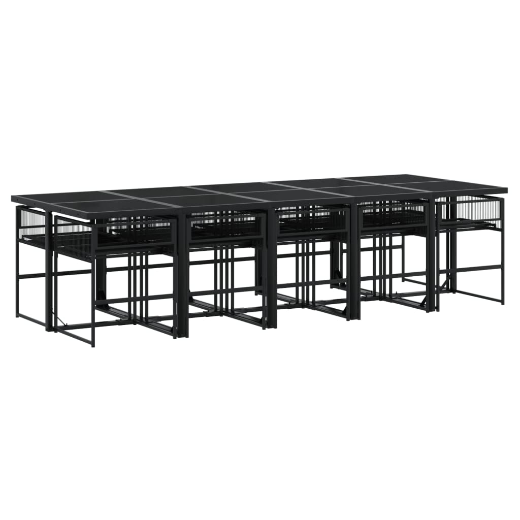 vidaXL Set mobilier de grădină, 11 piese, negru, poliratan vidaXL Set mobilier de grădină, 11 piese, negru, poliratan