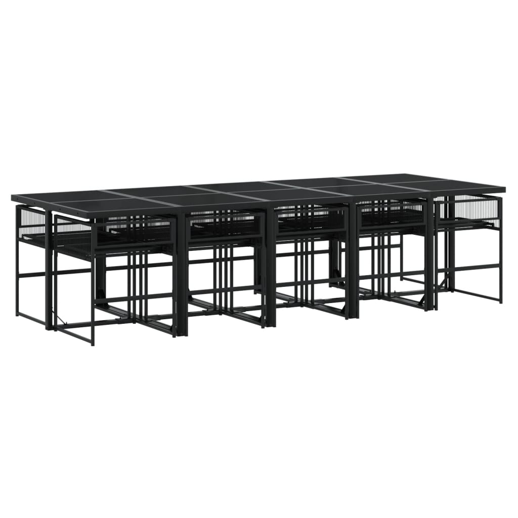 vidaXL Set mobilier de grădină, 13 piese, negru, poliratan