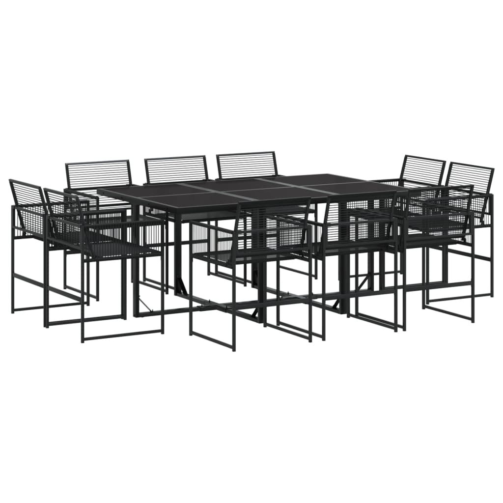 vidaXL Set mobilier de grădină, 11 piese, negru, poliratan vidaXL Set mobilier de grădină, 11 piese, negru, poliratan