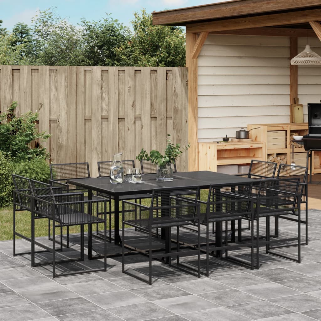 vidaXL Set mobilier de grădină, 11 piese, negru, poliratan vidaXL Set mobilier de grădină, 11 piese, negru, poliratan