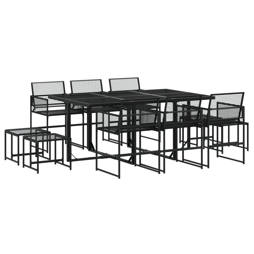 vidaXL Set mobilier de grădină, 11 piese, negru, poliratan vidaXL Set mobilier de grădină, 11 piese, negru, poliratan