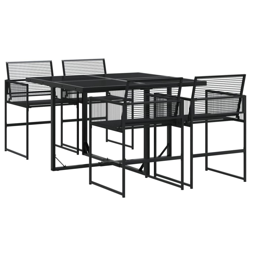 vidaXL Set mobilier de grădină, 5 piese, negru, poliratan