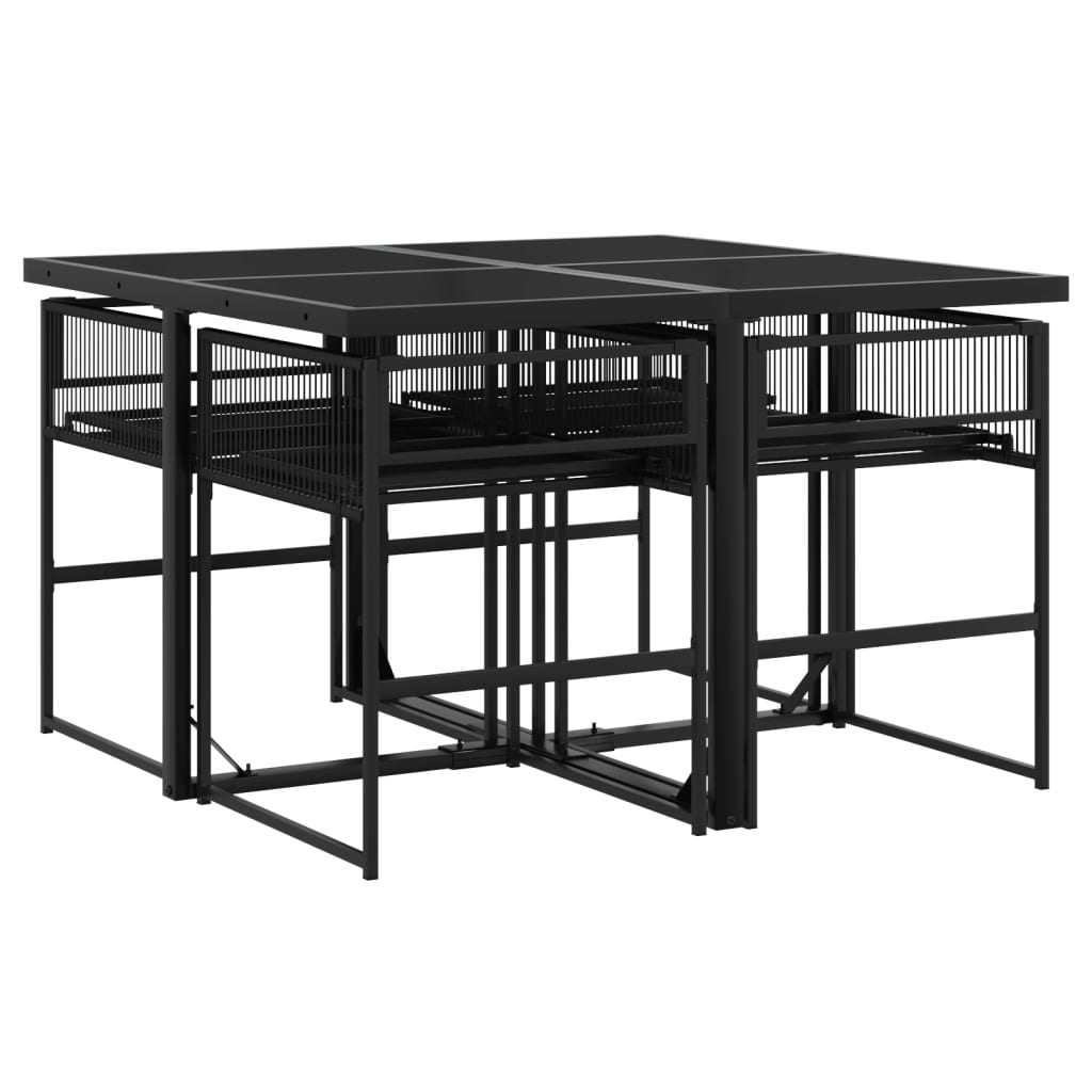vidaXL Set mobilier de grădină, 5 piese, negru, poliratan