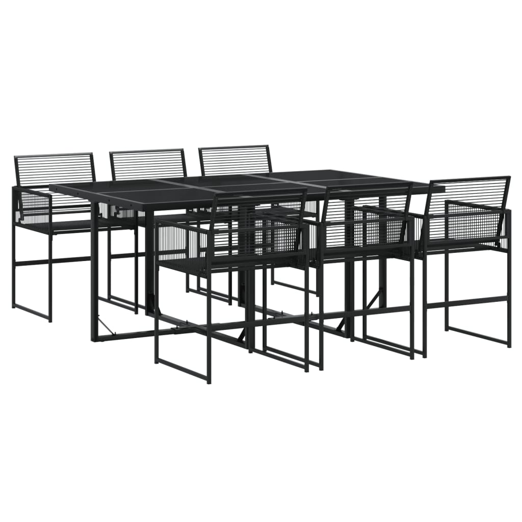 vidaXL Set mobilier de grădină, 7 piese, negru, poliratan