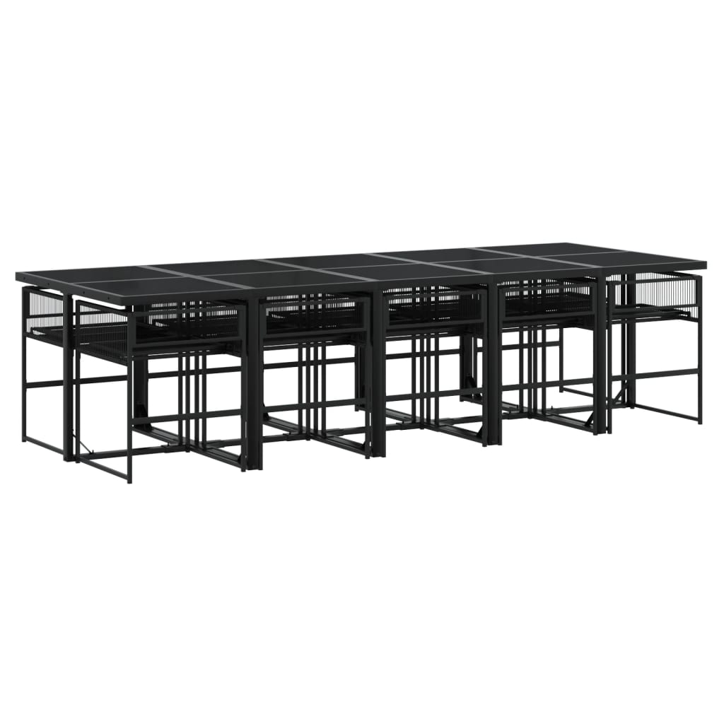 vidaXL Set mobilier de grădină, 11 piese, negru, poliratan vidaXL Set mobilier de grădină, 11 piese, negru, poliratan