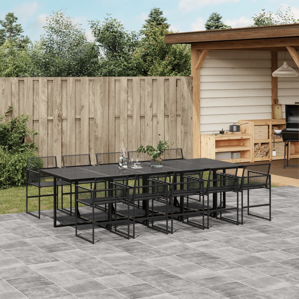 vidaXL Set mobilier de grădină, 11 piese, negru, poliratan vidaXL Set mobilier de grădină, 11 piese, negru, poliratan