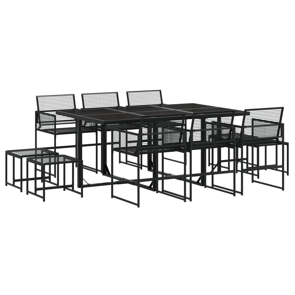 vidaXL Set mobilier de grădină, 11 piese, negru, poliratan vidaXL Set mobilier de grădină, 11 piese, negru, poliratan