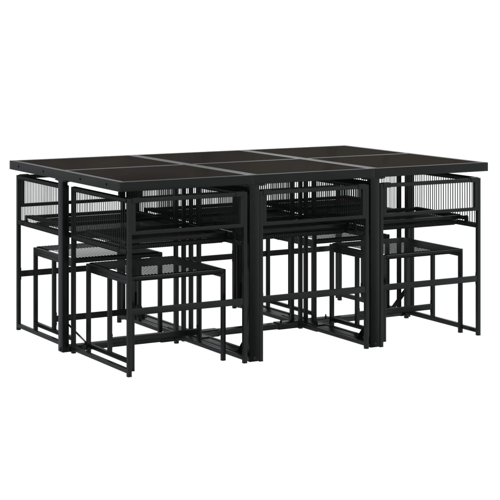vidaXL Set mobilier de grădină, 11 piese, negru, poliratan vidaXL Set mobilier de grădină, 11 piese, negru, poliratan