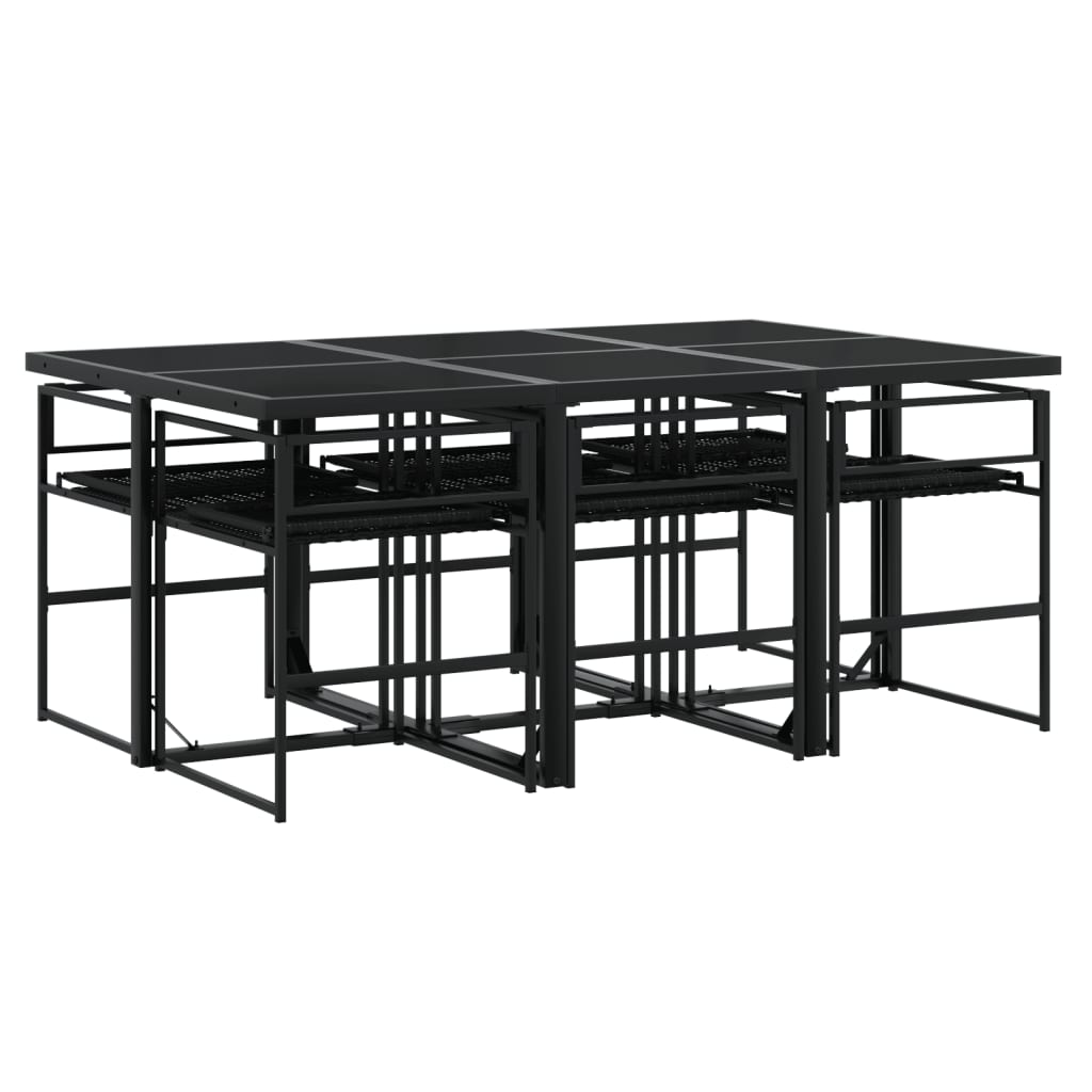 vidaXL Set mobilier de grădină cu perne, 7 piese, negru, poliratan vidaXL Set mobilier de grădină cu perne, 7 piese, negru, poliratan