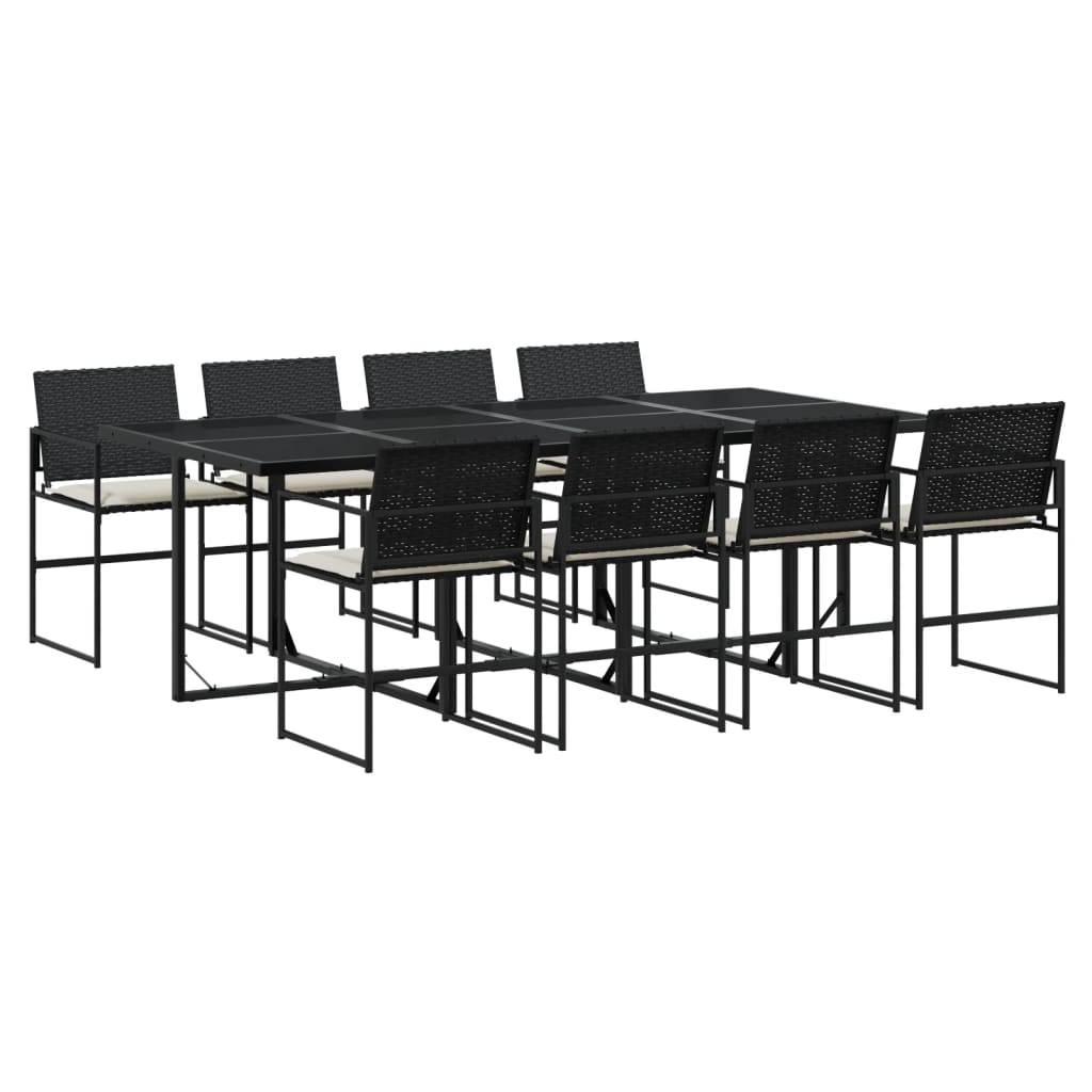 vidaXL Set mobilier de grădină cu perne, 9 piese, negru, poliratan vidaXL Set mobilier de grădină cu perne, 9 piese, negru, poliratan
