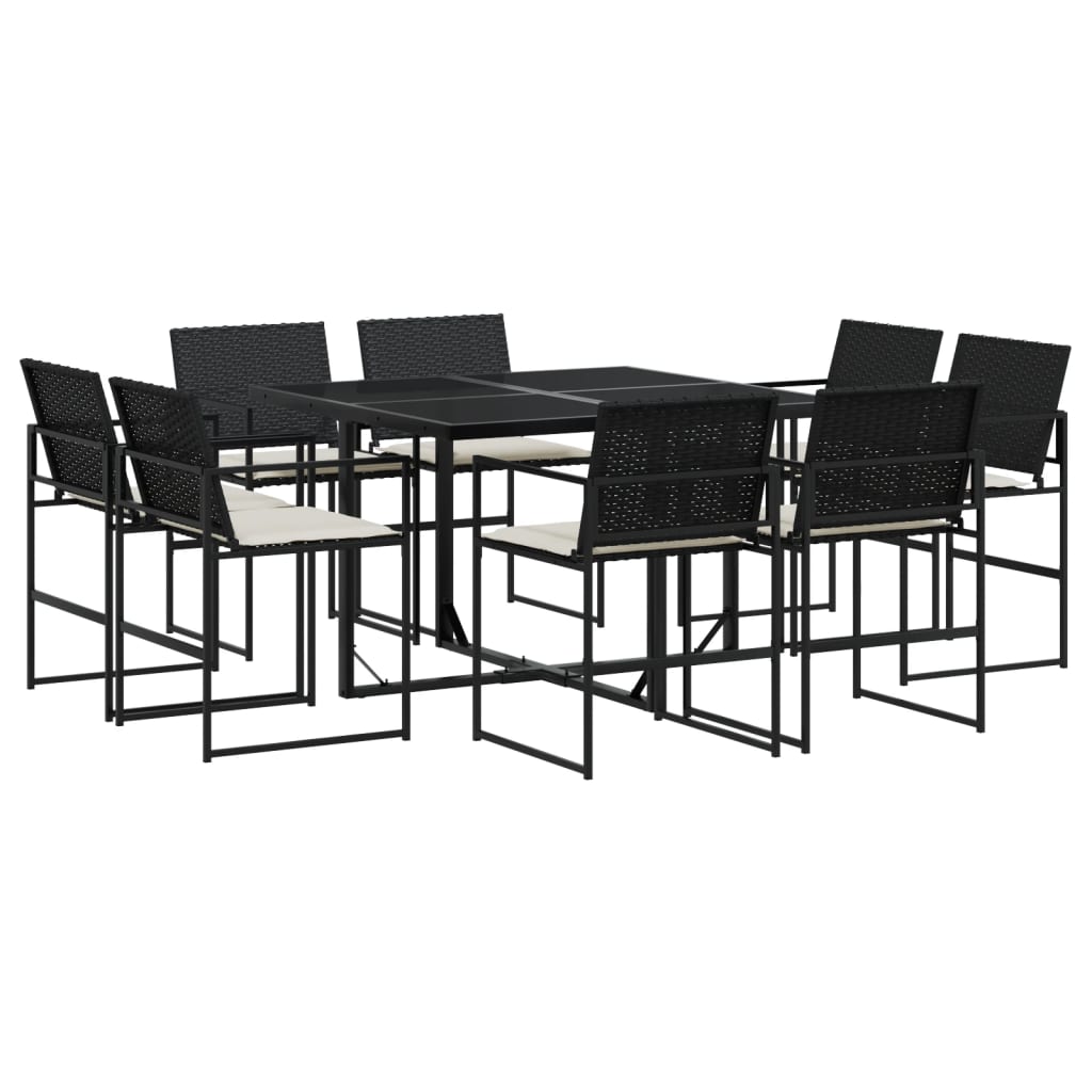 vidaXL Set mobilier de grădină cu perne, 9 piese, negru, poliratan vidaXL Set mobilier de grădină cu perne, 9 piese, negru, poliratan