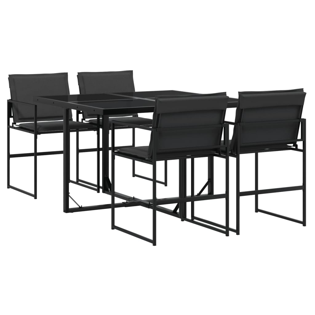 vidaXL Set mobilier de grădină, 5 piese, cu perne, negru, textilenă vidaXL Set mobilier de grădină, 5 piese, cu perne, negru, textilenă