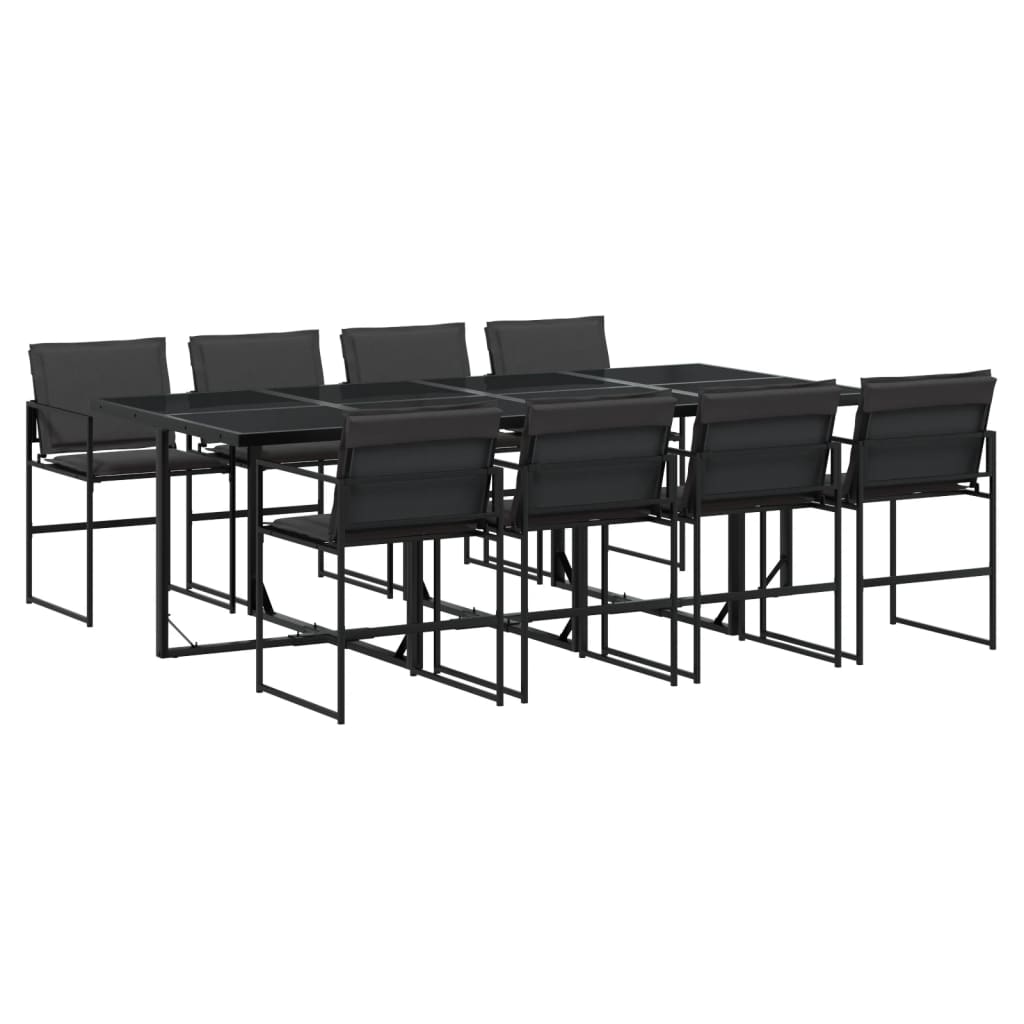 vidaXL Set mobilier de grădină, 9 piese, cu perne, negru, textilenă vidaXL Set mobilier de grădină, 9 piese, cu perne, negru, textilenă