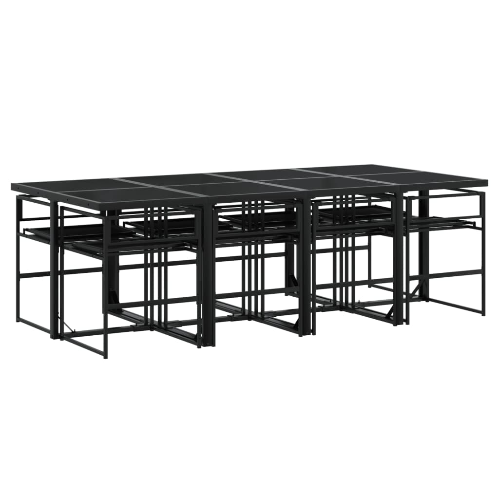 vidaXL Set mobilier de grădină, 9 piese, cu perne, negru, textilenă vidaXL Set mobilier de grădină, 9 piese, cu perne, negru, textilenă