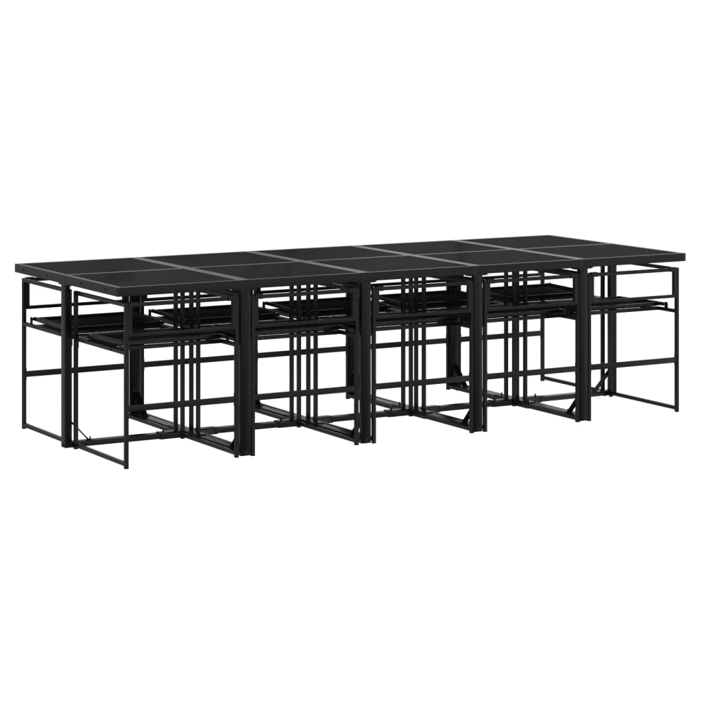 vidaXL Set mobilier de grădină, 11 piese, cu perne, negru, textilenă vidaXL Set mobilier de grădină, 11 piese, cu perne, negru, textilenă