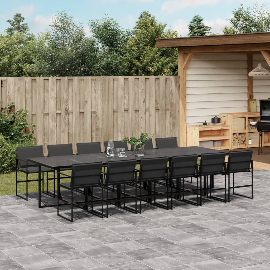 vidaXL Set mobilier de grădină, 13 piese, cu perne, negru, textilenă vidaXL Set mobilier de grădină, 13 piese, cu perne, negru, textilenă