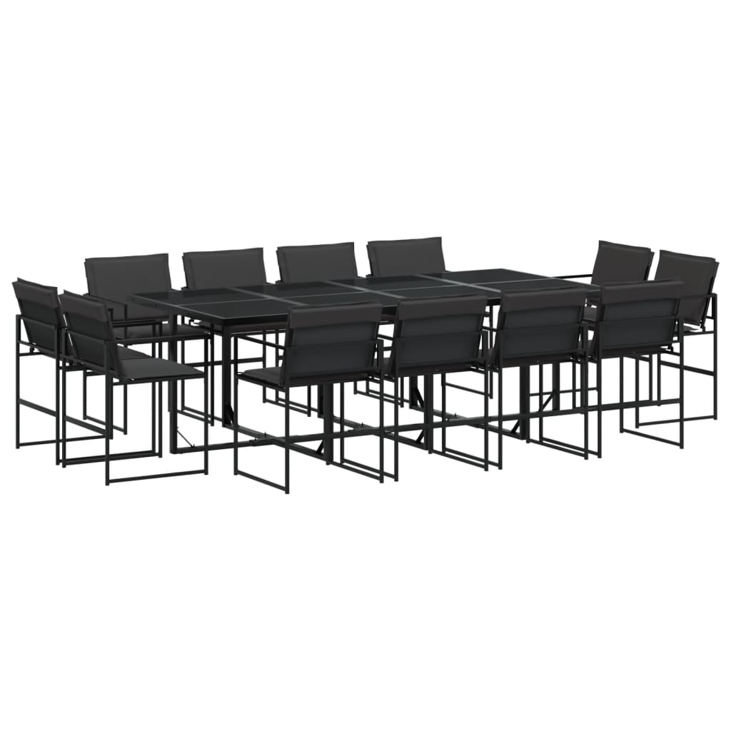 vidaXL Set mobilier de grădină, 13 piese, cu perne, negru, textilenă vidaXL Set mobilier de grădină, 13 piese, cu perne, negru, textilenă