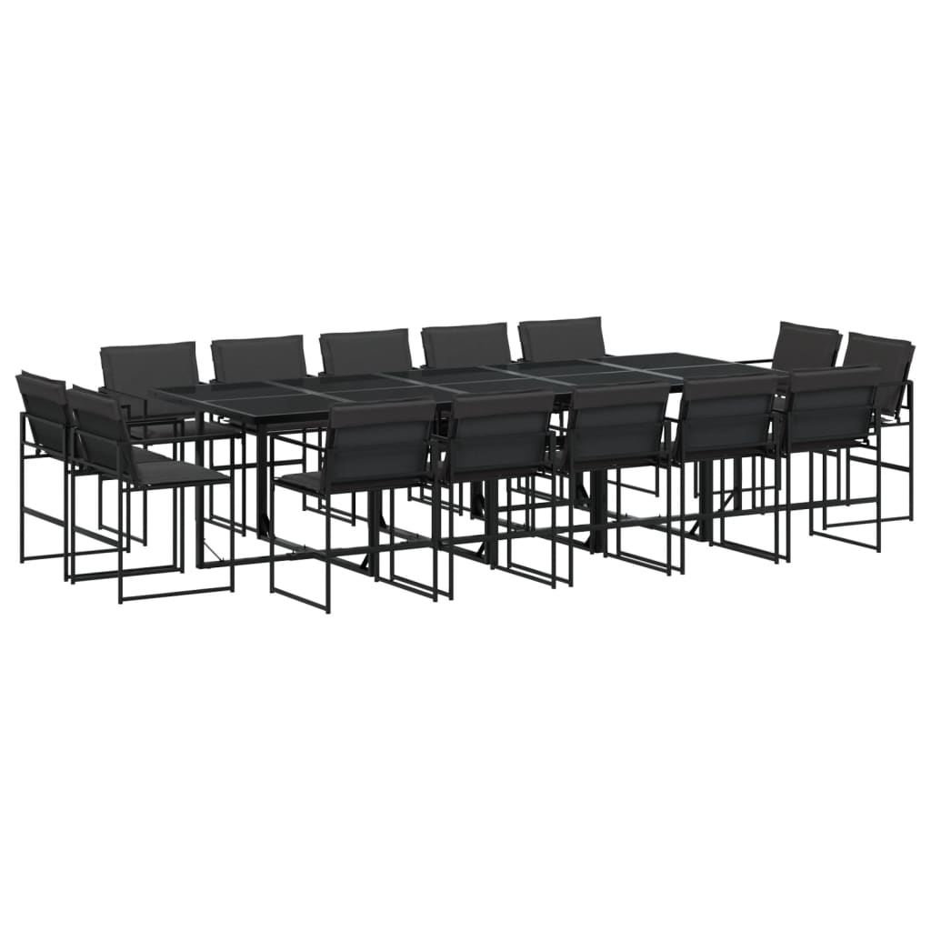 vidaXL Set mobilier de grădină, 15 piese, cu perne, negru, textilenă