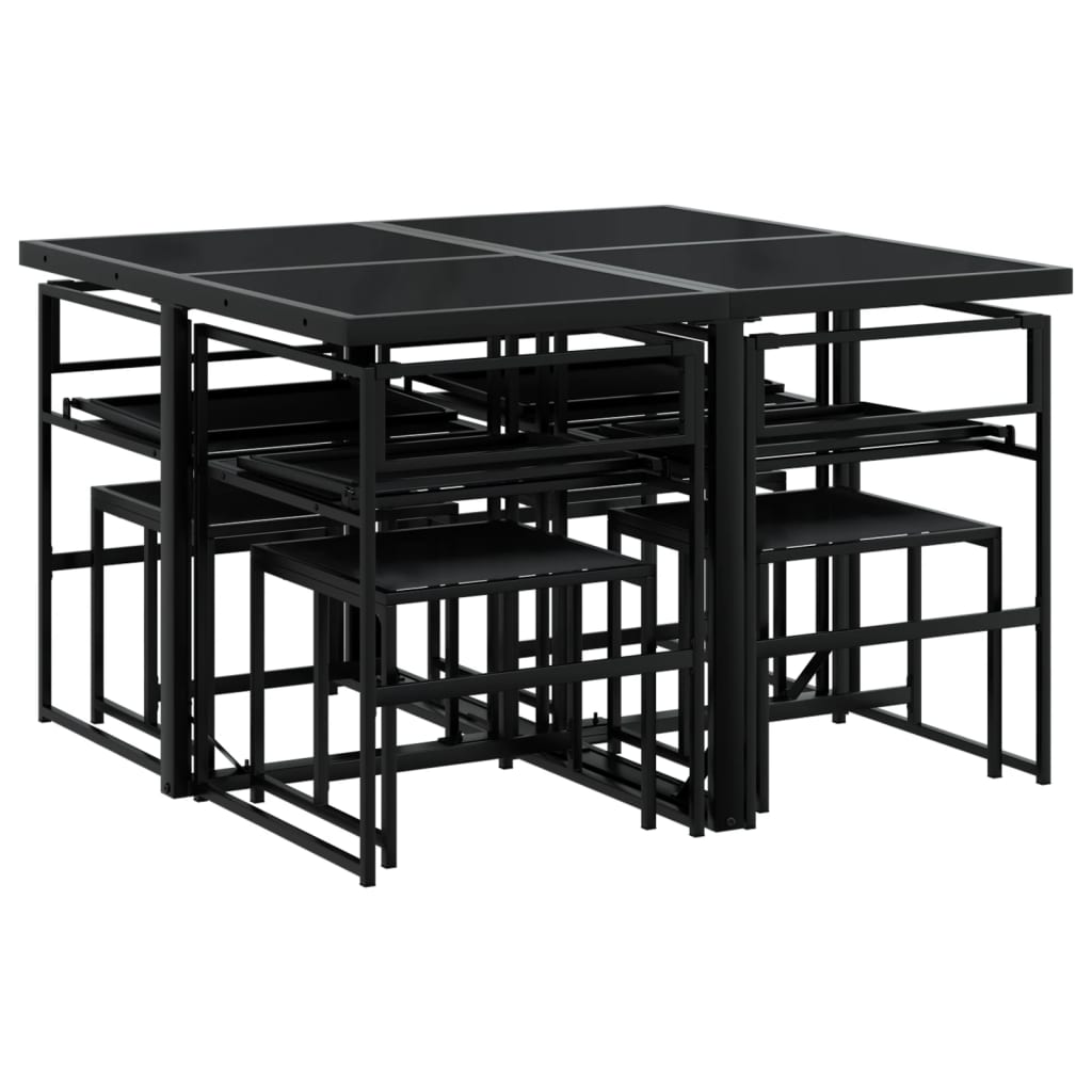 vidaXL Set mobilier de grădină, 9 piese, cu perne, negru, textilenă vidaXL Set mobilier de grădină, 9 piese, cu perne, negru, textilenă