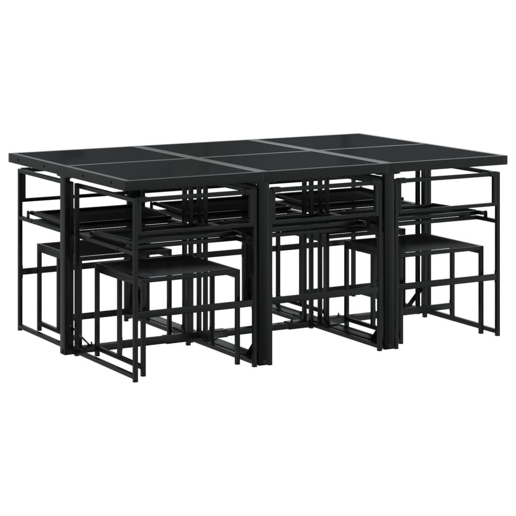 vidaXL Set mobilier de grădină, 11 piese, cu perne, negru, textilenă vidaXL Set mobilier de grădină, 11 piese, cu perne, negru, textilenă