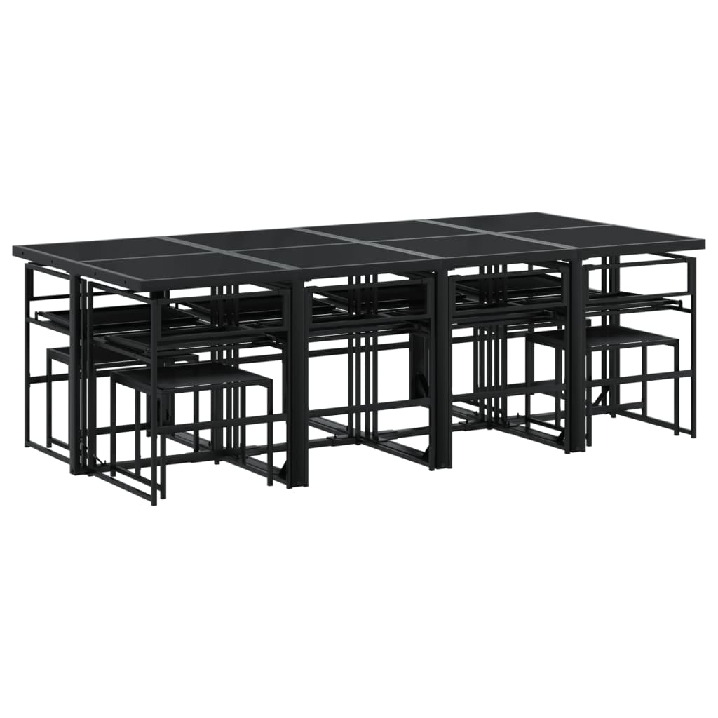 vidaXL Set mobilier de grădină, 13 piese, cu perne, negru, textilenă vidaXL Set mobilier de grădină, 13 piese, cu perne, negru, textilenă