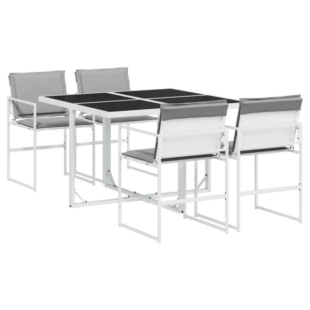 vidaXL Set mobilier de grădină, 5 piese, cu perne, alb, textilenă vidaXL Set mobilier de grădină, 5 piese, cu perne, alb, textilenă