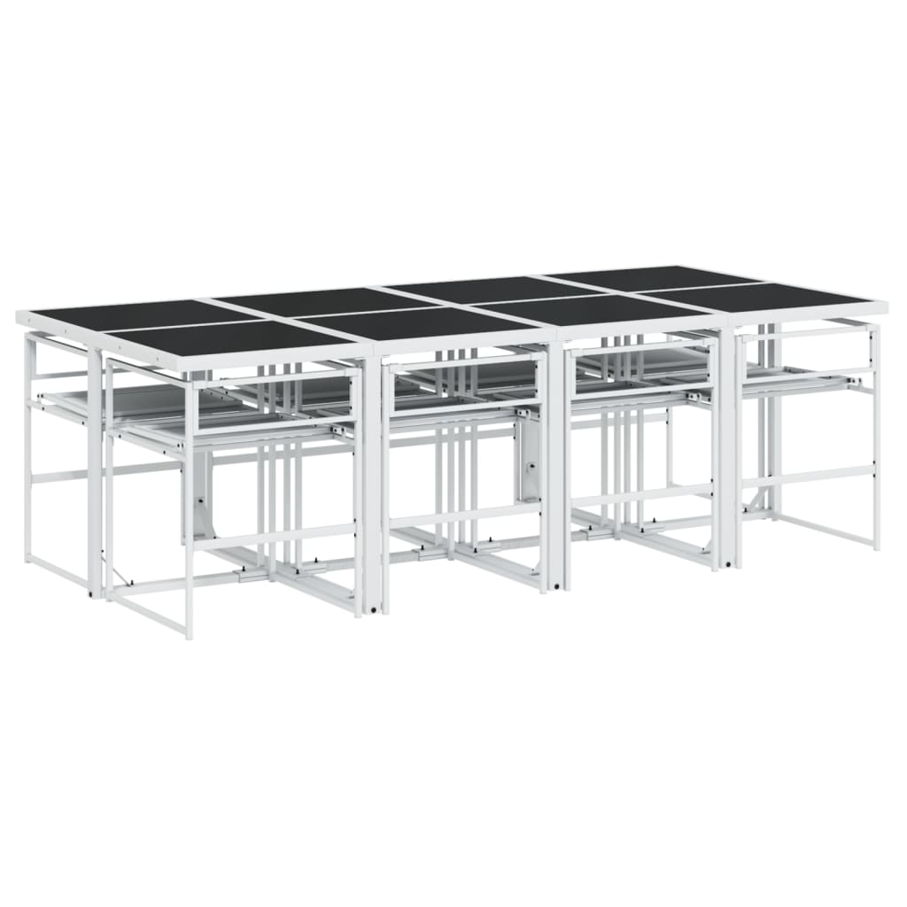 vidaXL Set mobilier de grădină, 9 piese, cu perne, alb, textilenă vidaXL Set mobilier de grădină, 9 piese, cu perne, alb, textilenă