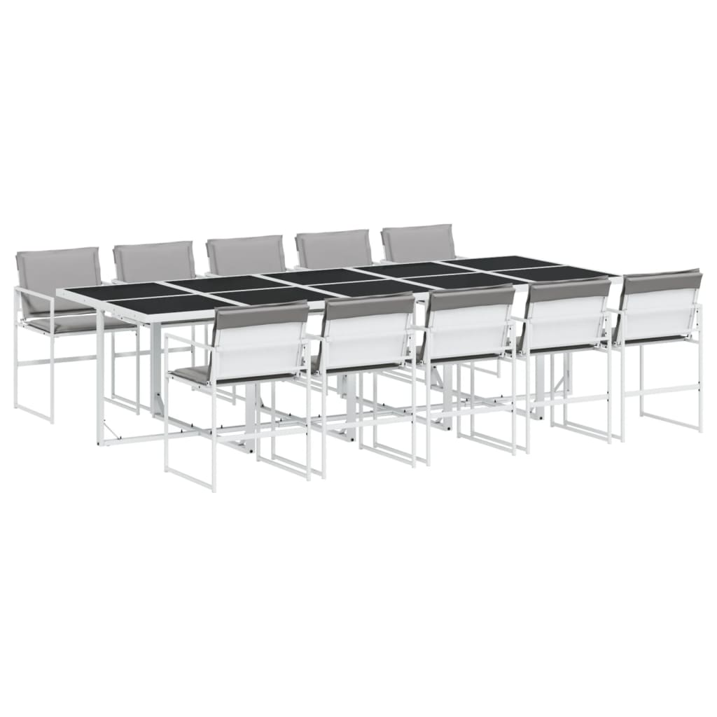 vidaXL Set mobilier de grădină, 11 piese, cu perne, alb, textilenă vidaXL Set mobilier de grădină, 11 piese, cu perne, alb, textilenă