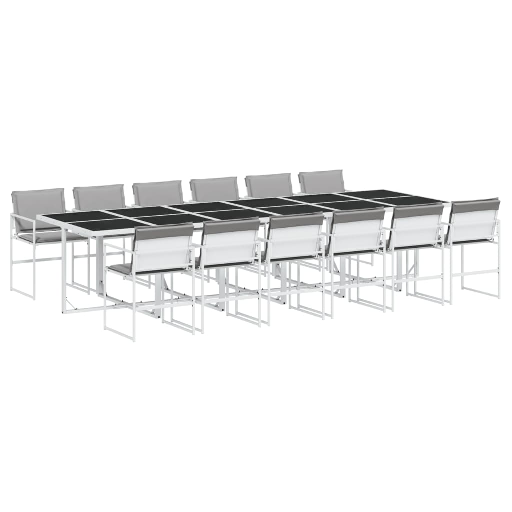 vidaXL Set mobilier de grădină, 13 piese, cu perne, alb, textilenă vidaXL Set mobilier de grădină, 13 piese, cu perne, alb, textilenă