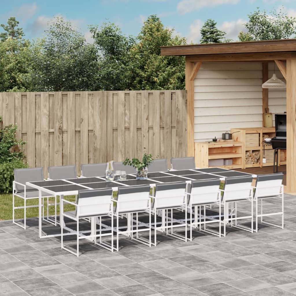 vidaXL Set mobilier de grădină, 13 piese, cu perne, alb, textilenă vidaXL Set mobilier de grădină, 13 piese, cu perne, alb, textilenă