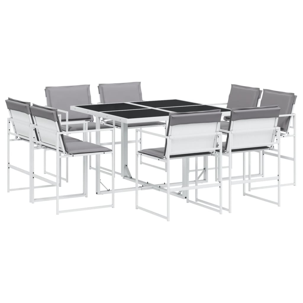 vidaXL Set mobilier de grădină, 9 piese, cu perne, alb, textilenă vidaXL Set mobilier de grădină, 9 piese, cu perne, alb, textilenă