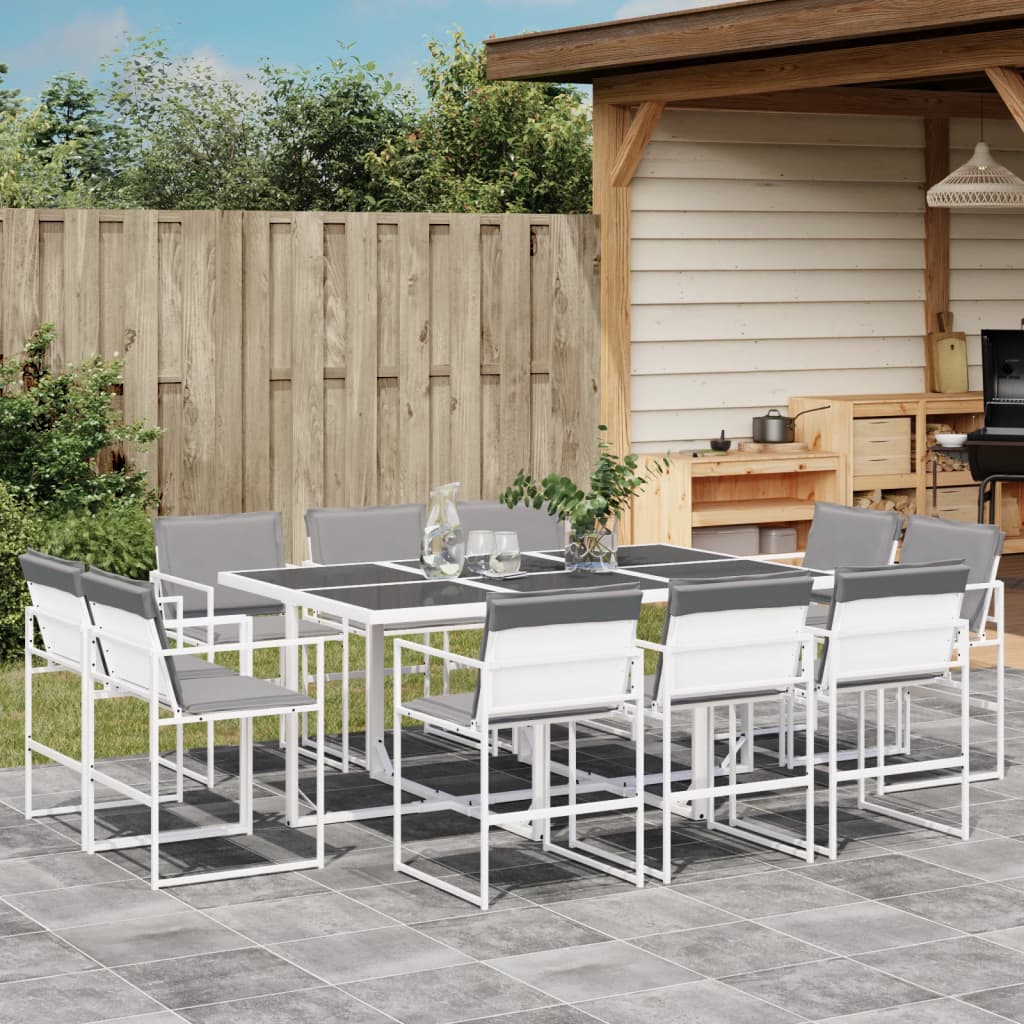 vidaXL Set mobilier de grădină, 11 piese, cu perne, alb, textilenă vidaXL Set mobilier de grădină, 11 piese, cu perne, alb, textilenă