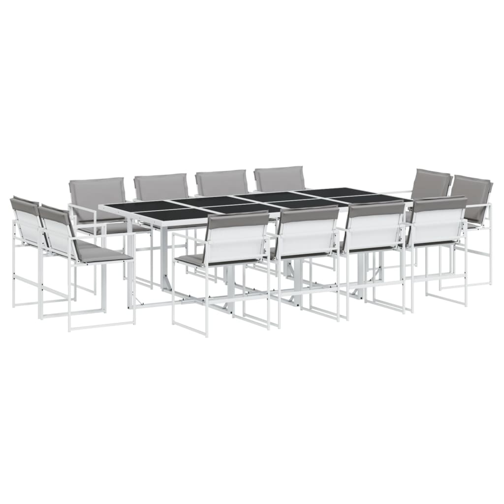vidaXL Set mobilier de grădină, 13 piese, cu perne, alb, textilenă vidaXL Set mobilier de grădină, 13 piese, cu perne, alb, textilenă