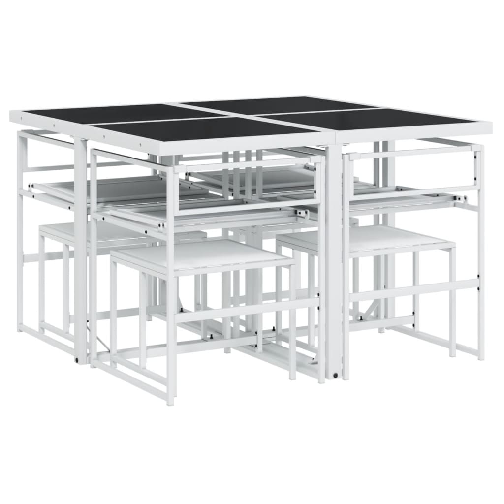 vidaXL Set mobilier de grădină, 9 piese, cu perne, alb, textilenă vidaXL Set mobilier de grădină, 9 piese, cu perne, alb, textilenă