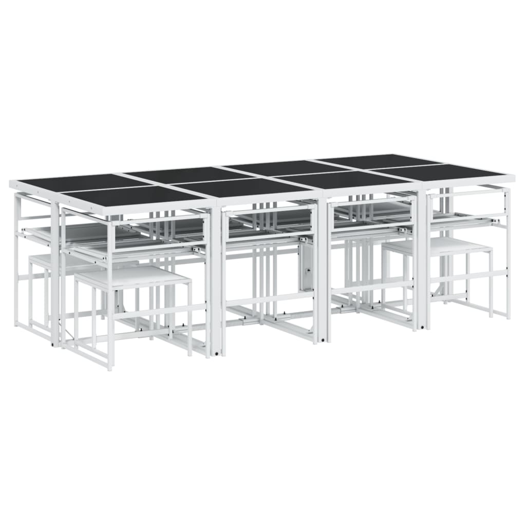 vidaXL Set mobilier de grădină, 13 piese, cu perne, alb, textilenă vidaXL Set mobilier de grădină, 13 piese, cu perne, alb, textilenă