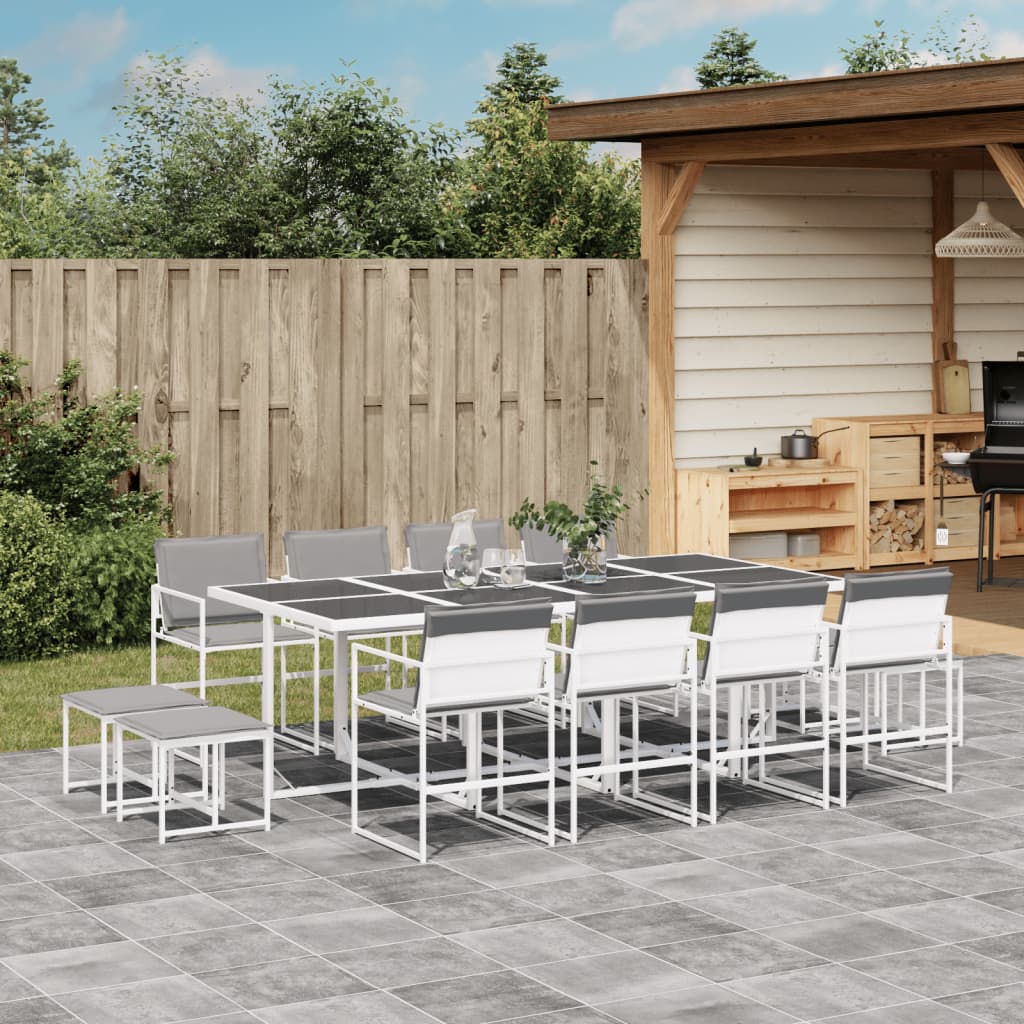 vidaXL Set mobilier de grădină, 13 piese, cu perne, alb, textilenă vidaXL Set mobilier de grădină, 13 piese, cu perne, alb, textilenă