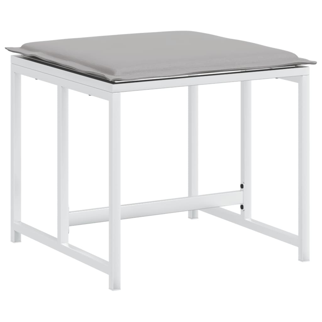 vidaXL Set mobilier de grădină, 17 piese, cu perne, alb, textilenă