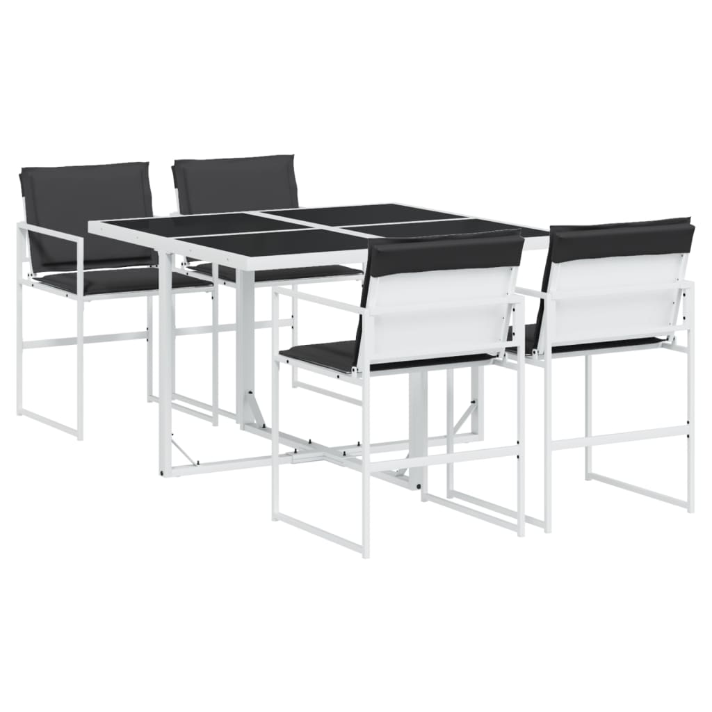 vidaXL Set mobilier de grădină, 5 piese, cu perne, alb, textilenă vidaXL Set mobilier de grădină, 5 piese, cu perne, alb, textilenă