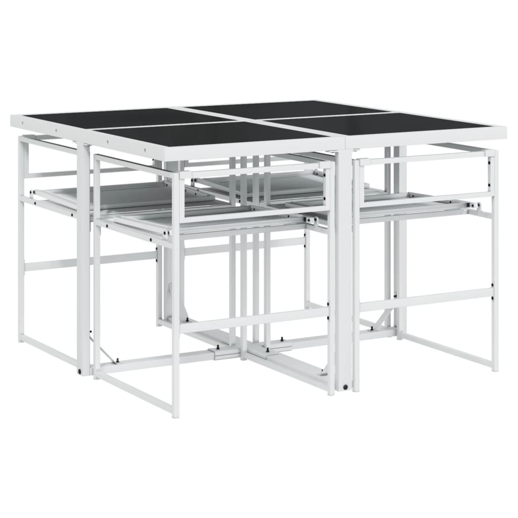 vidaXL Set mobilier de grădină, 5 piese, cu perne, alb, textilenă vidaXL Set mobilier de grădină, 5 piese, cu perne, alb, textilenă