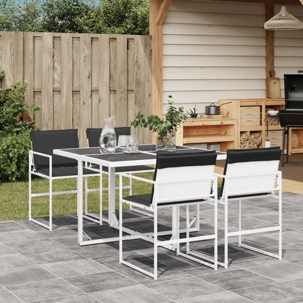 vidaXL Set mobilier de grădină, 5 piese, cu perne, alb, textilenă vidaXL Set mobilier de grădină, 5 piese, cu perne, alb, textilenă