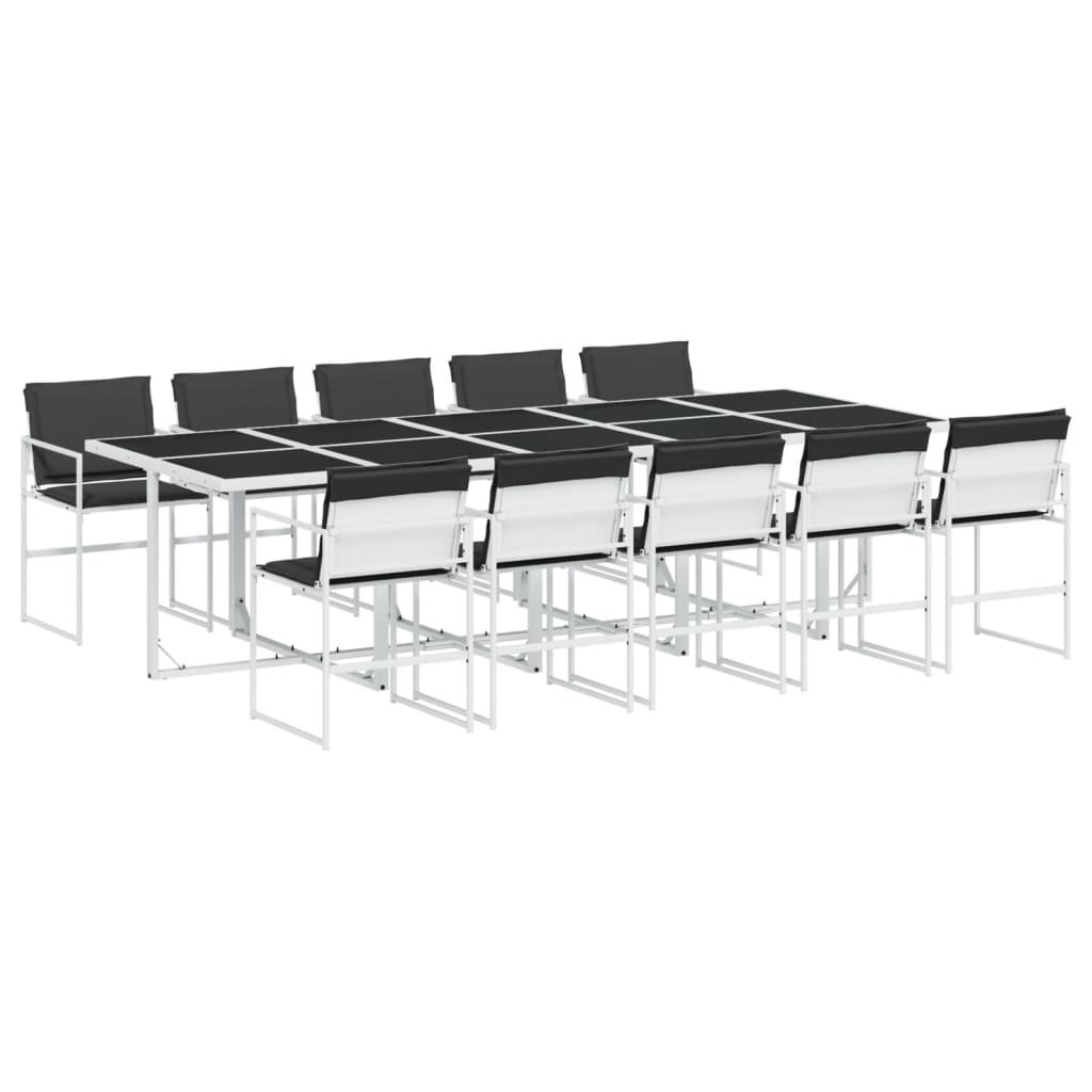 vidaXL Set mobilier de grădină, 11 piese, cu perne, alb, textilenă vidaXL Set mobilier de grădină, 11 piese, cu perne, alb, textilenă
