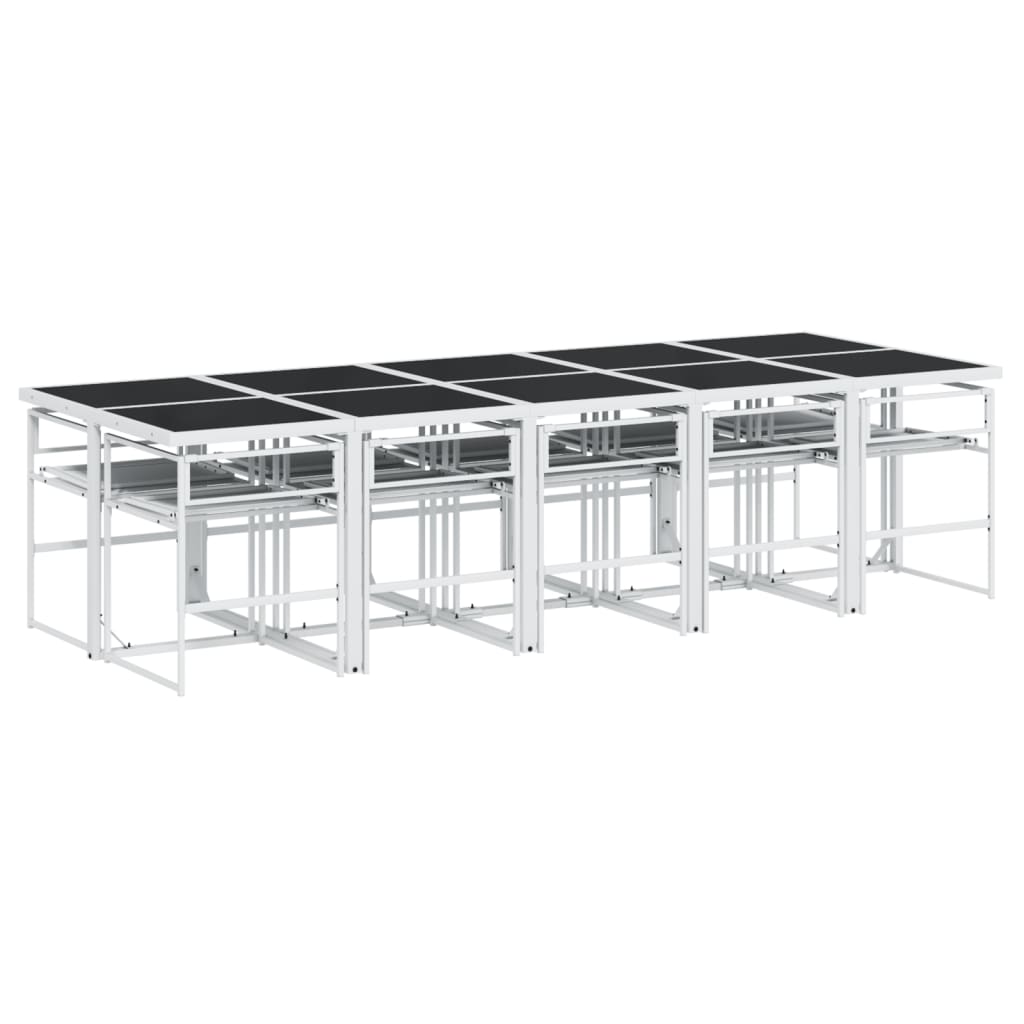 vidaXL Set mobilier de grădină, 11 piese, cu perne, alb, textilenă vidaXL Set mobilier de grădină, 11 piese, cu perne, alb, textilenă