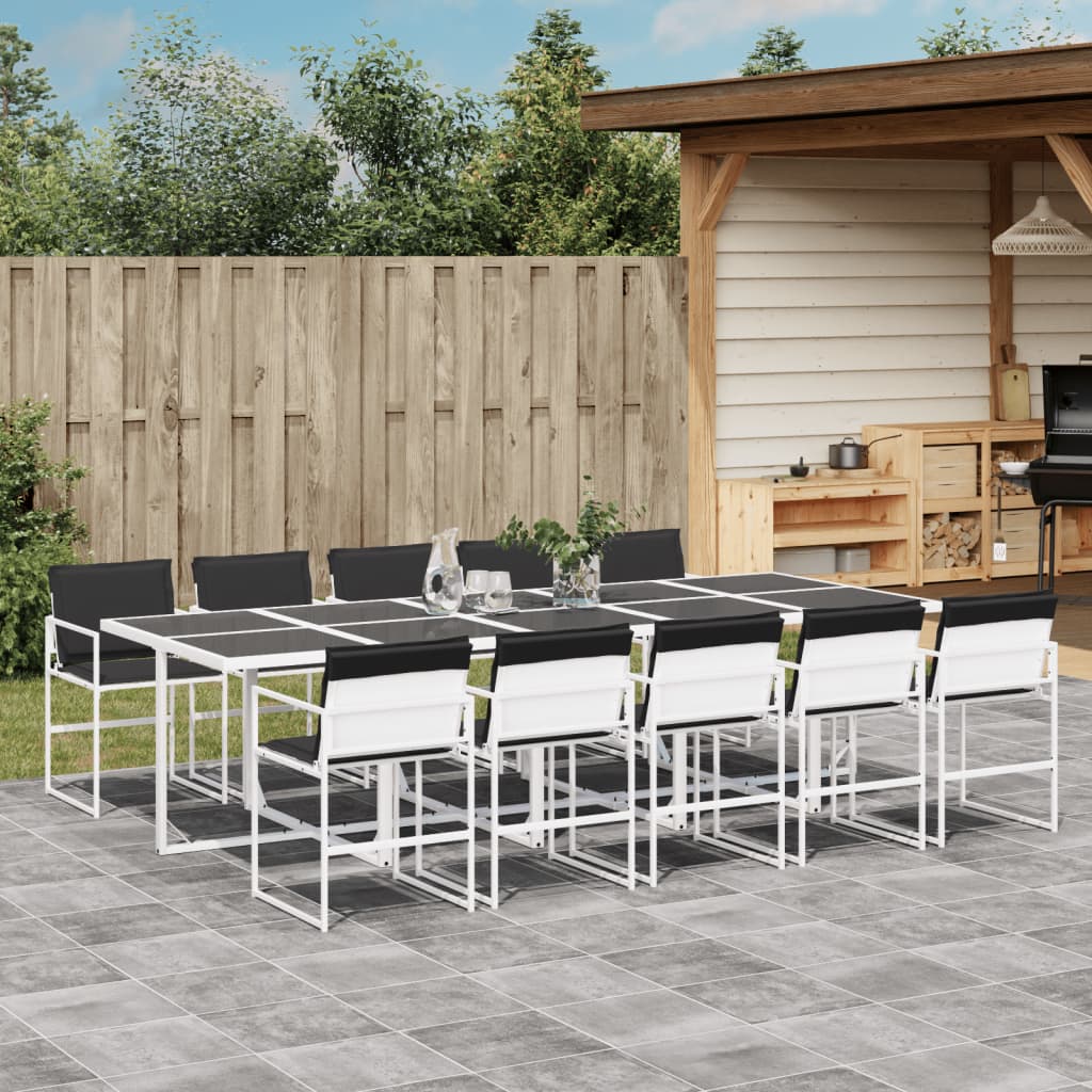 vidaXL Set mobilier de grădină, 11 piese, cu perne, alb, textilenă vidaXL Set mobilier de grădină, 11 piese, cu perne, alb, textilenă